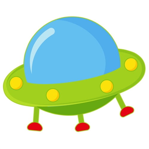 Space Explorers Theme UFO Pop-Up Transparent Sticker